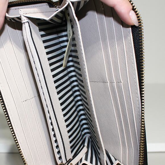 Kate Spade Cameron Street Lacey Color Block Saffiano Leather Wallet Black Cream - Picture 6 of 8